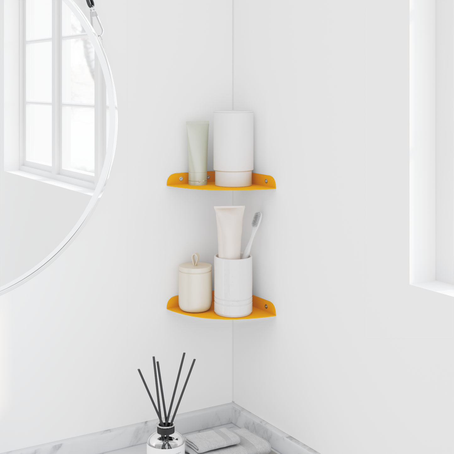 Plūduriuojanti lentyna 2 pcs Garučių geltona 15 x 15 x 2 cm