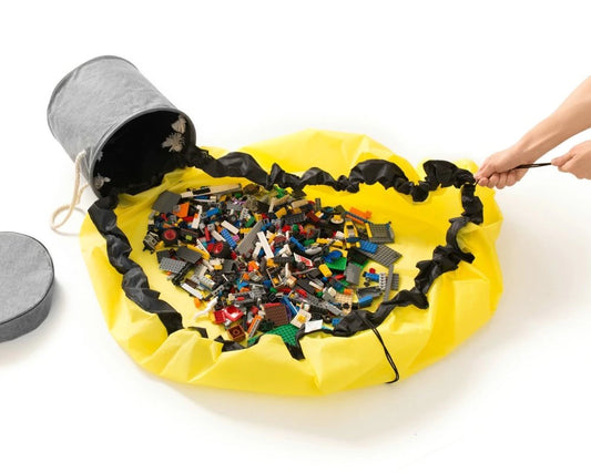 Žaislų krepšys su 2in1 žaidimų kilimėliu – GELTONAS