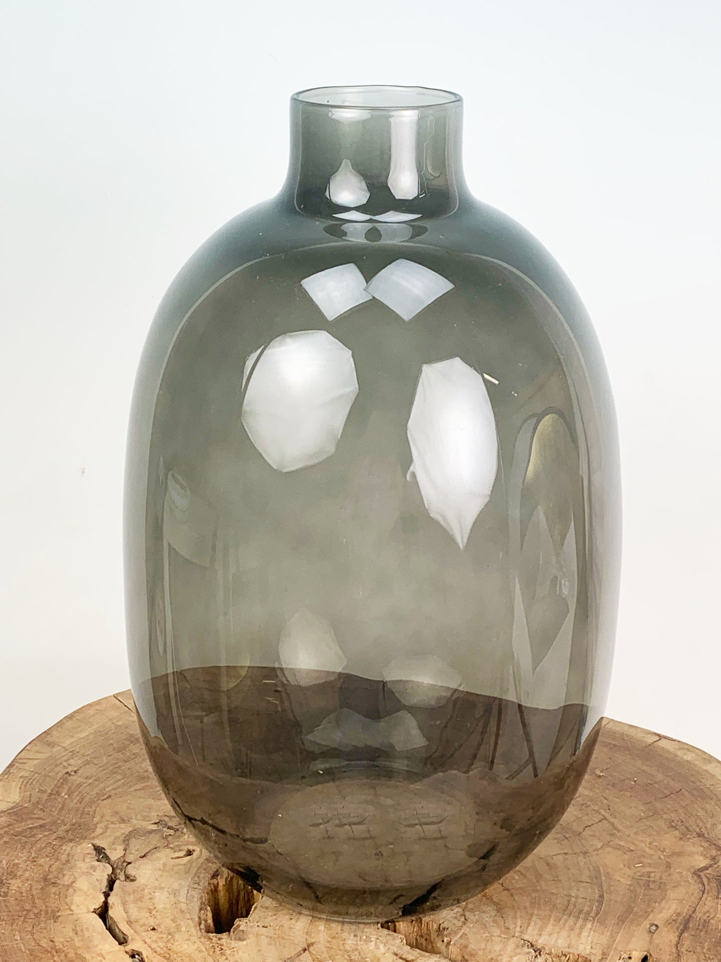 Stiklinė vaza (Skaidri/pilka ⌀21 × 36 cm)