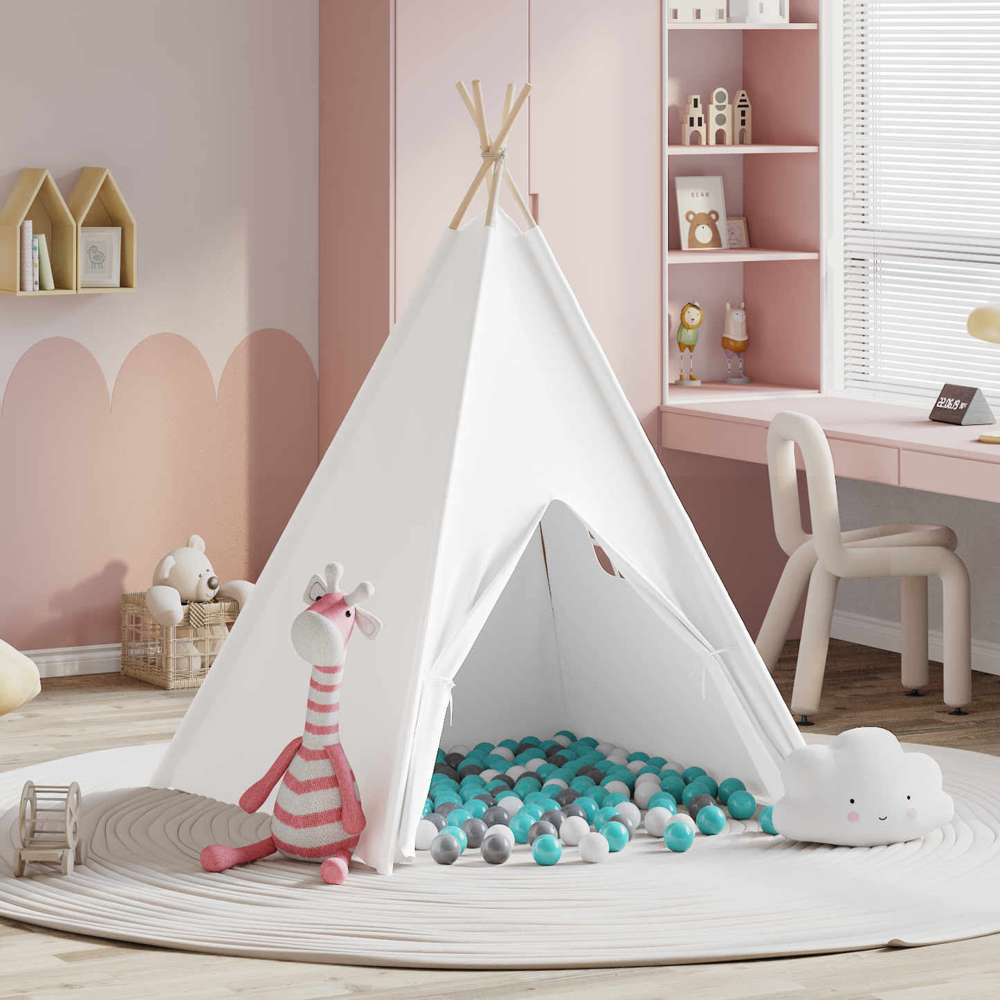 Teepee palapinė Balta 120 x 120 x 150 cm Audinys ir Plastikas