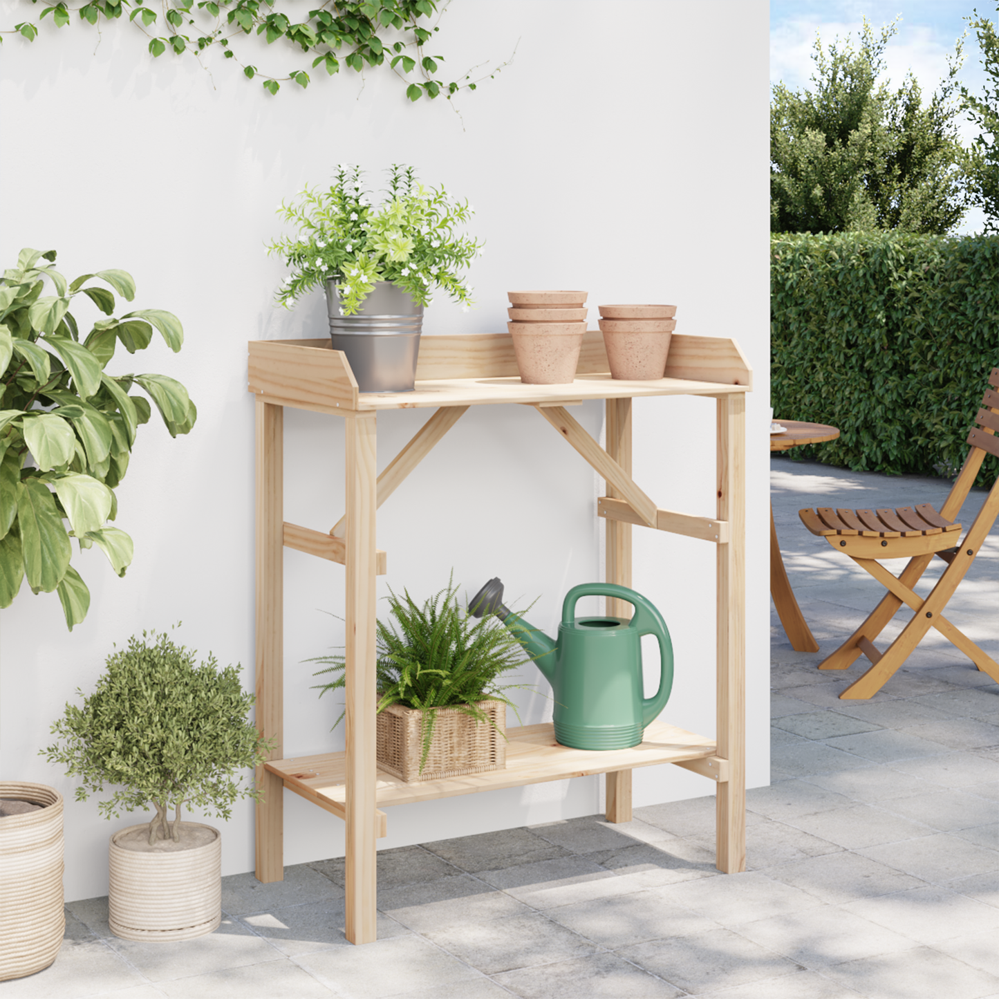 Sodo darbo stalas 75x40x90 cm Iš kietos pušies medienos