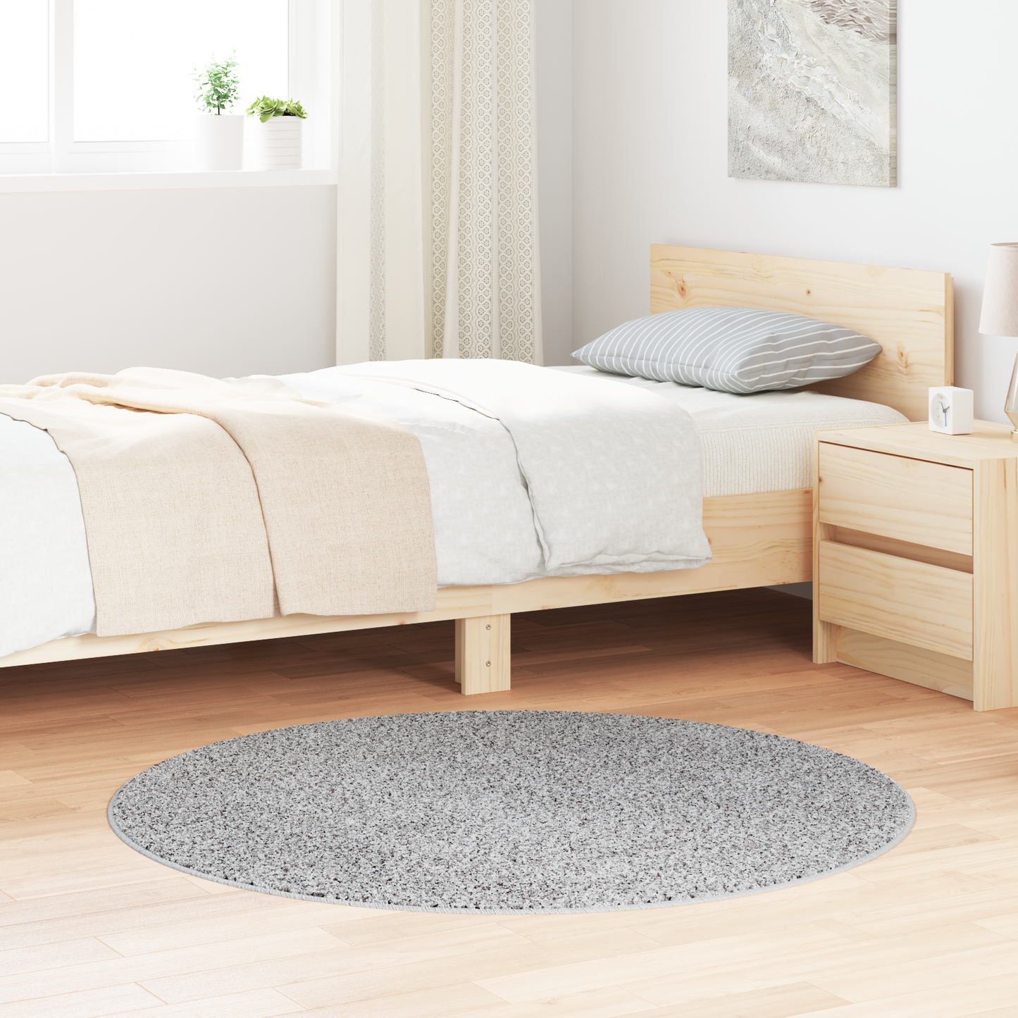 Neslystantis plaukuotas kilimas Pilka 120 x 120 cm PP