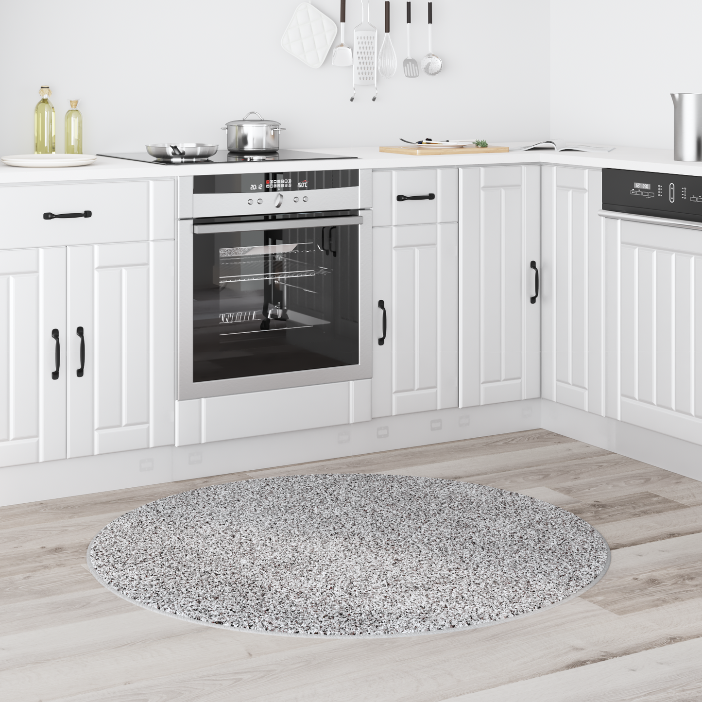 Neslystantis plaukuotas kilimas Pilka 120 x 120 cm PP