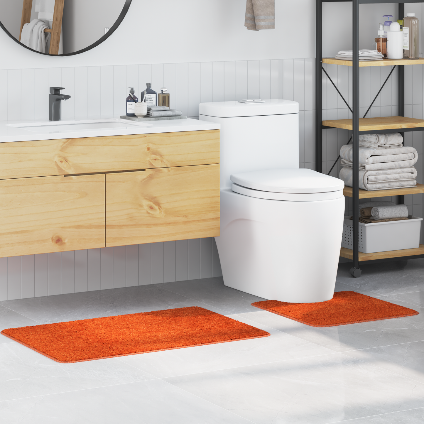 Antisklidus vonios kilimėlių rinkinys 2 pcs Oranžinė PP