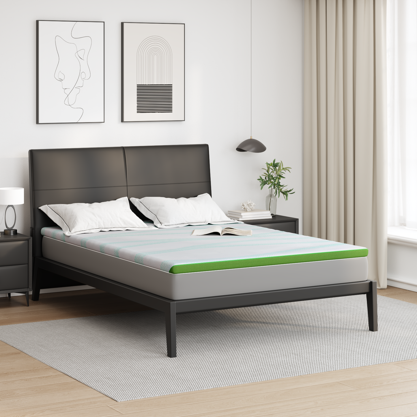 Čiužinio pagalvėlės Balta ir žalia 140 x 190 cm