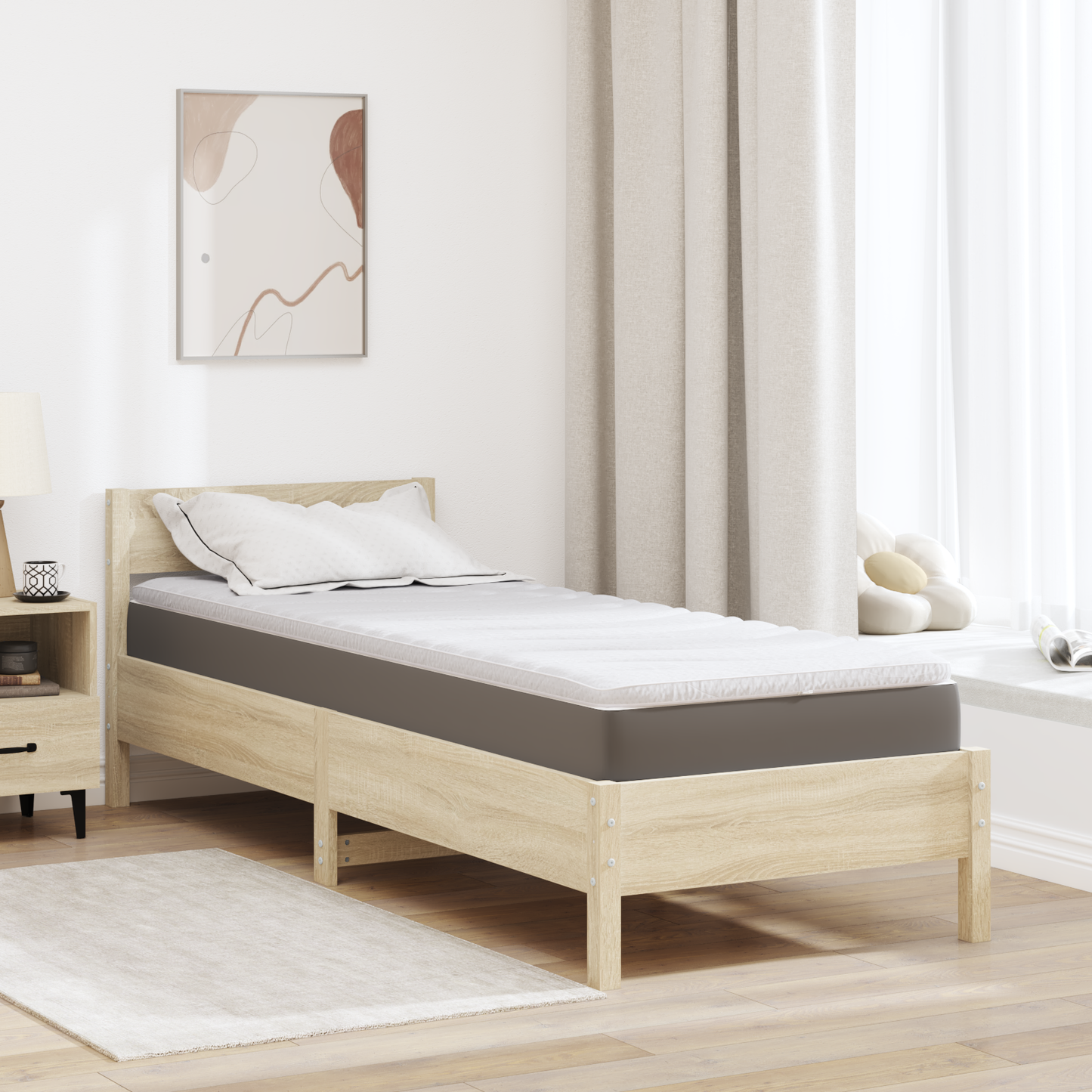Čiužinio pagalvėlės Balta 70 x 200 cm Be klijų poliesteris