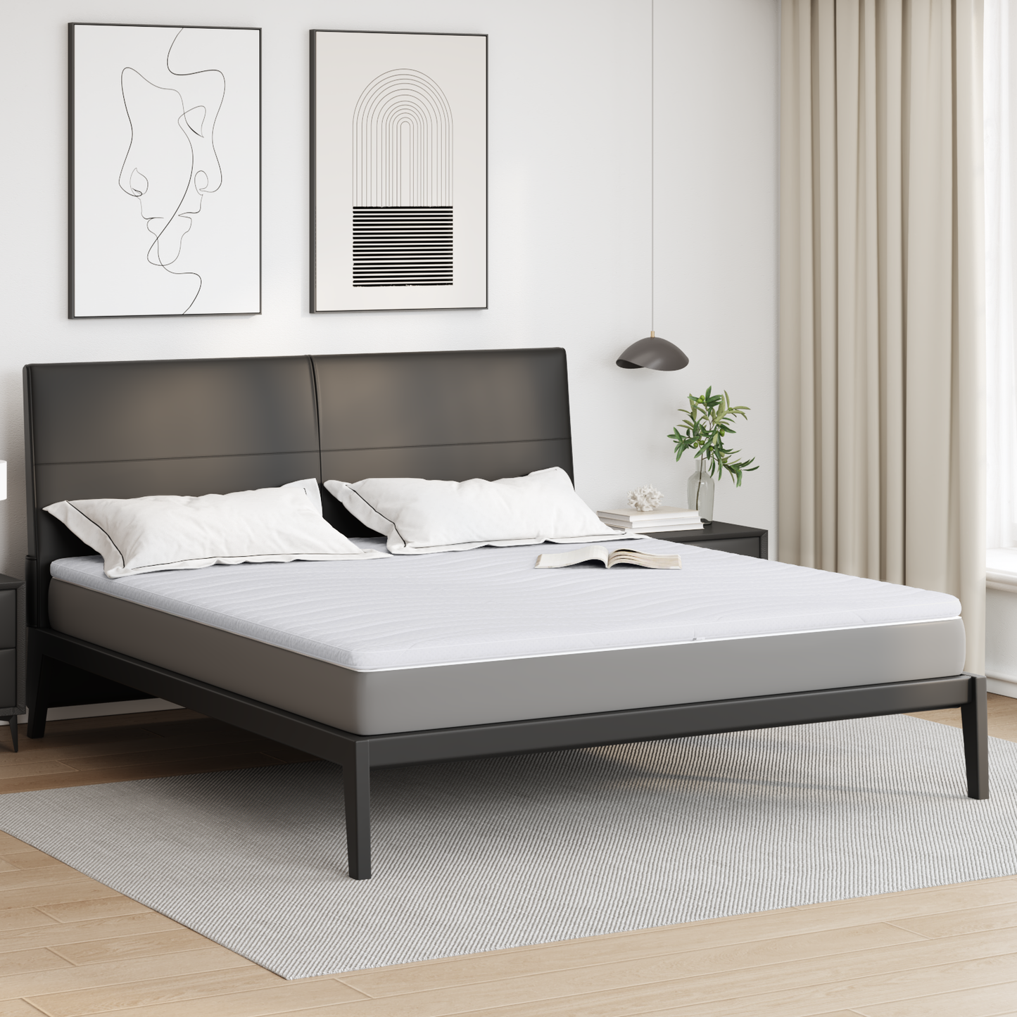 Čiužinio pagalvėlės Balta 200 x 200 cm Be klijų poliesteris