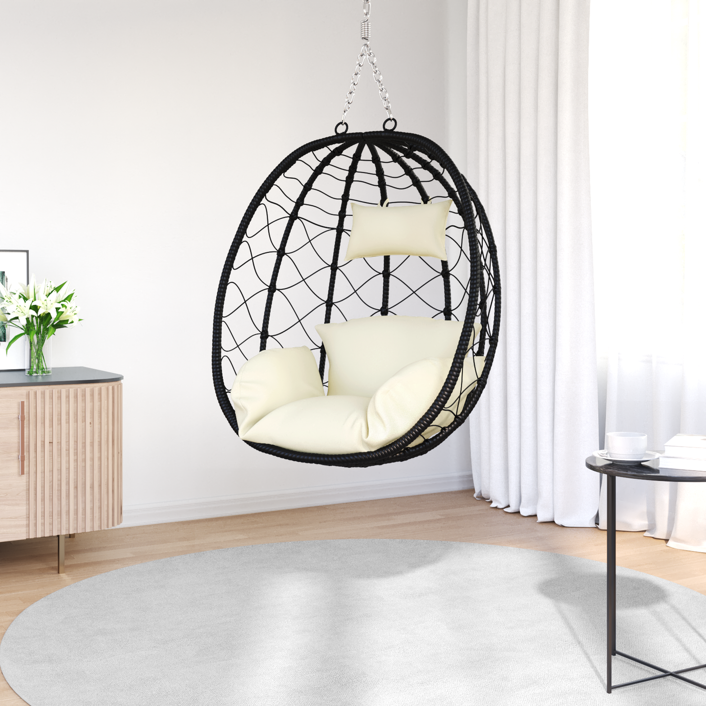 Kabantis kiaušinis Kreminė balta 91,5 x 54,5 x 107 cm