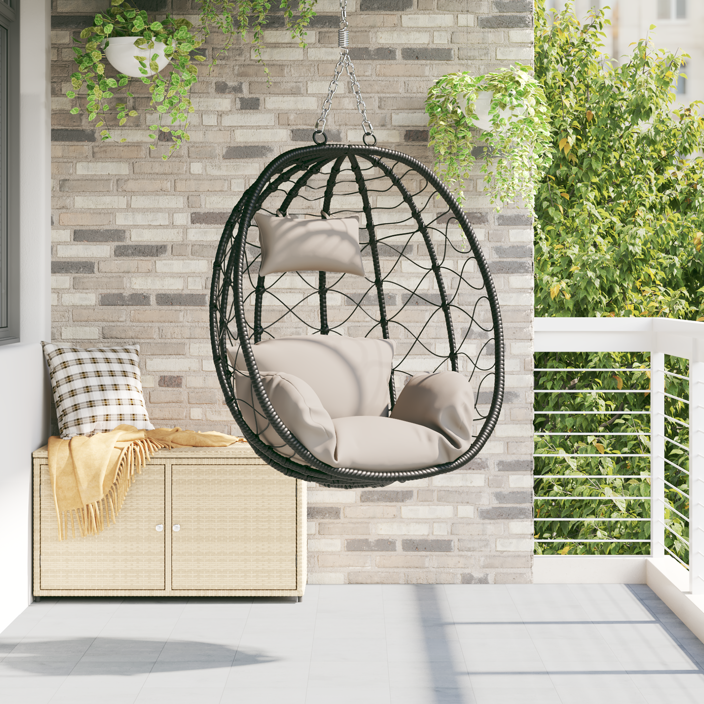 Kabantis kiaušinis Taupe 91,5 x 54,5 x 107 cm poliratanas
