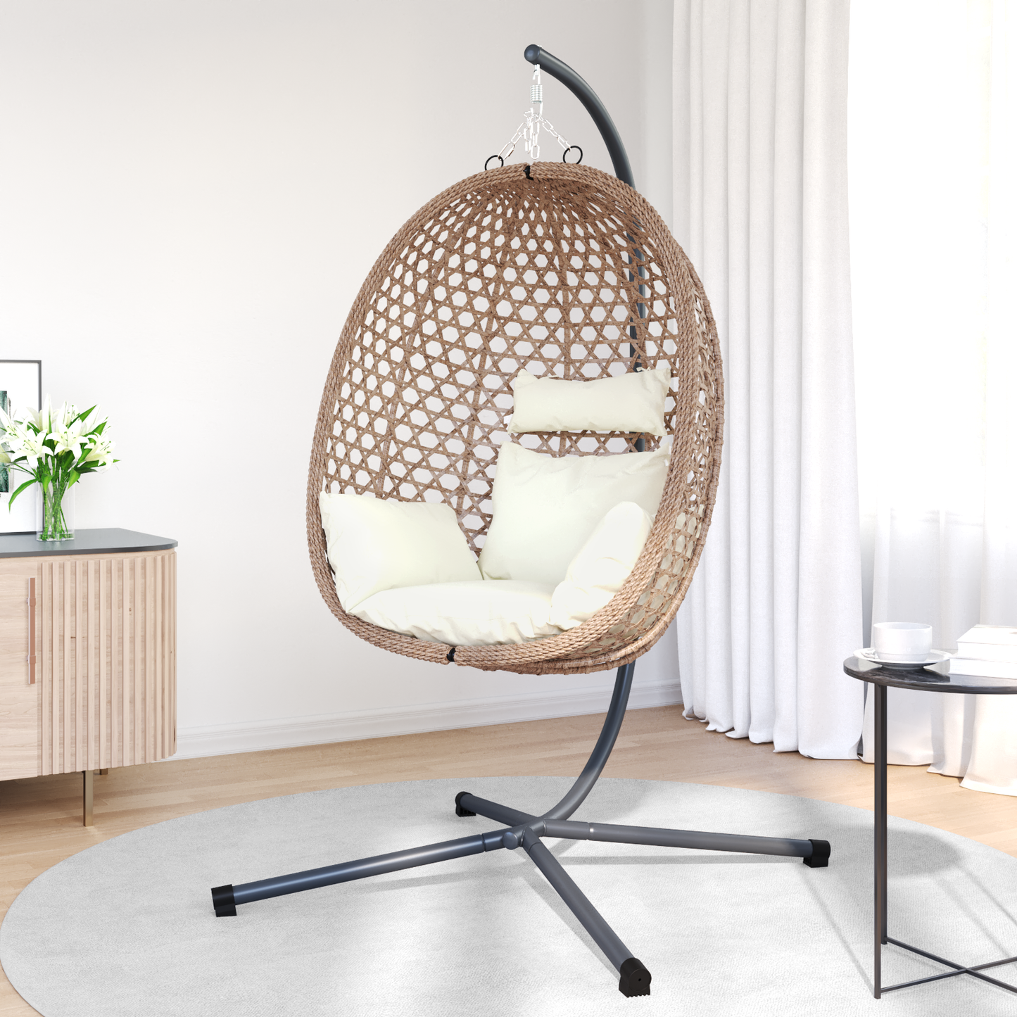 Kabantis kiaušinis Šviesiai kreminė 104 x 100 x 191 cm