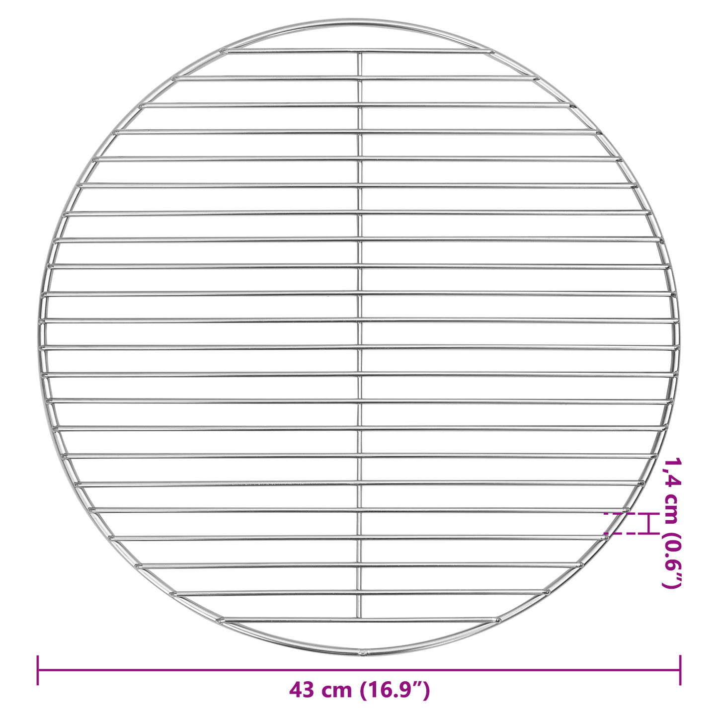 BBQ Grill Grate Sidabrinė Ø43 cm Nerūdijantis plienas