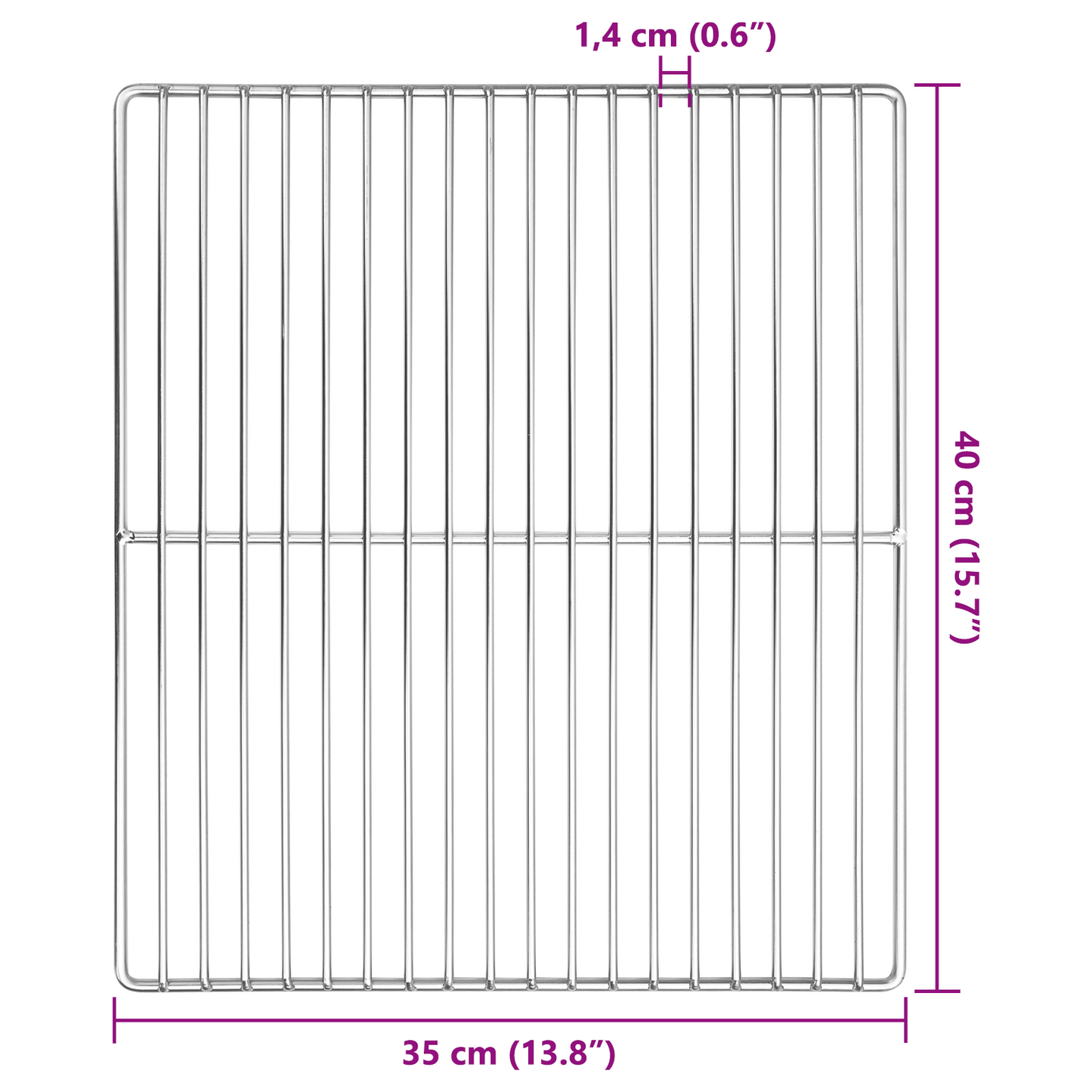 BBQ Grotelės Stačiakampio 40x35 cm 304 Nerūdijantis Plienas