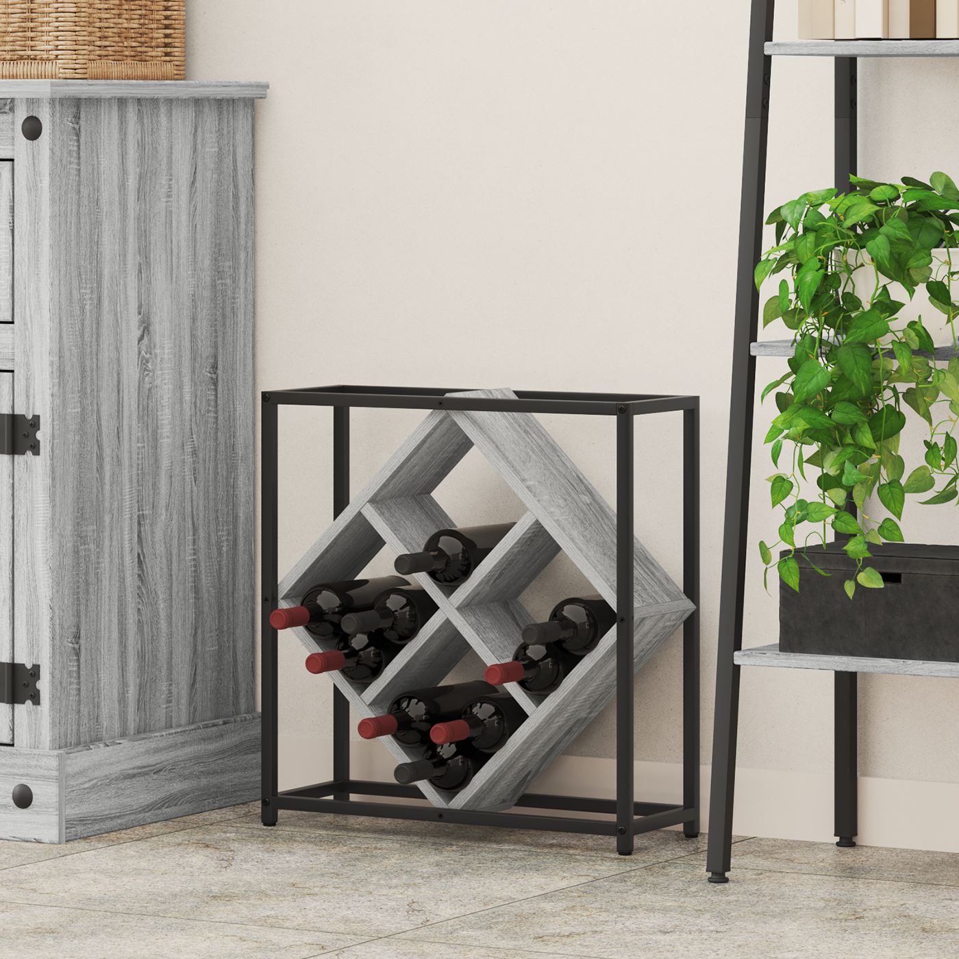 Vyno stovas Pilka 51 x 18 x 52.5 cm Apdirbta mediena