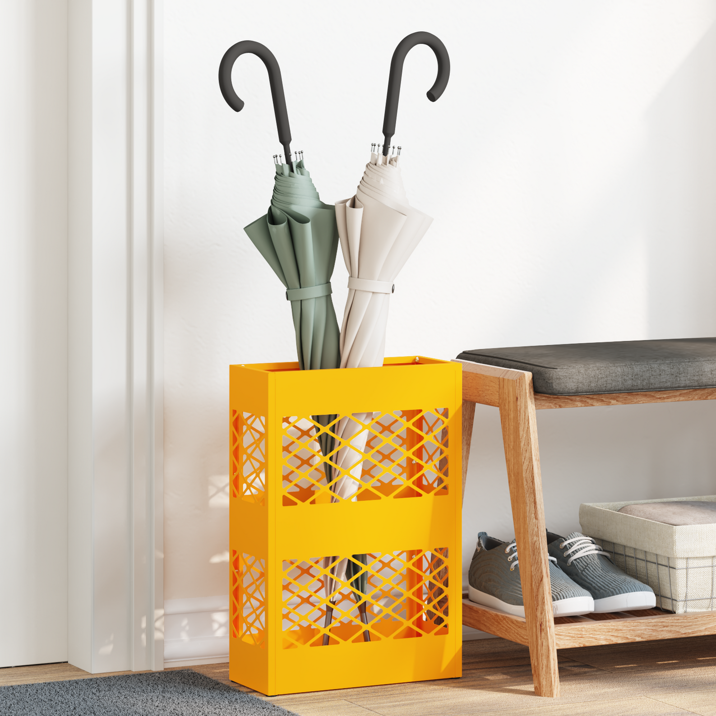 Sandėliavimo kabliukas ir laikiklis su saugykla mustard yellow