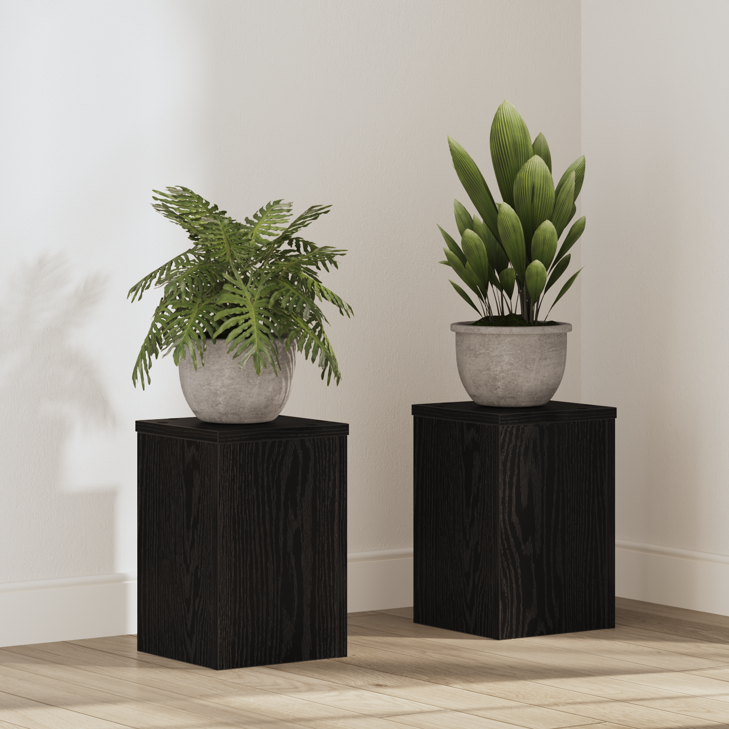 Augalų stovas 2 pcs juoda ąžuolo 20 x 20 x 30 cm