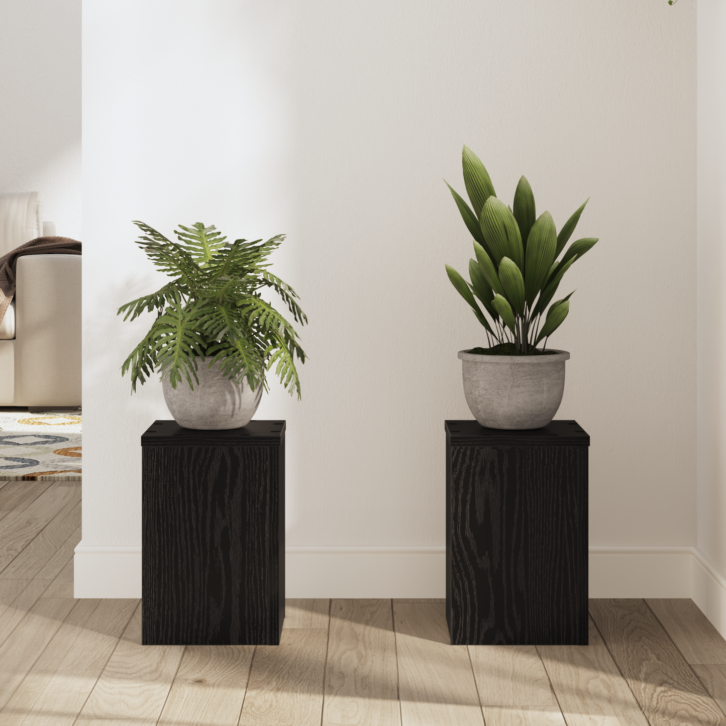 Augalų stovas 2 pcs juoda ąžuolo 20 x 20 x 30 cm