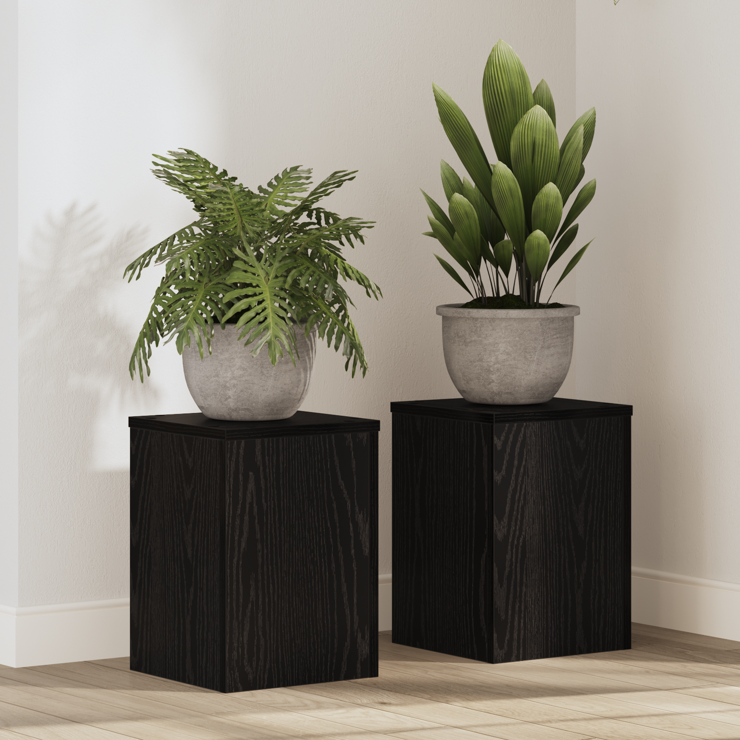 Augalų stovas 2 pcs juoda ąžuolo 25 x 25 x 35 cm