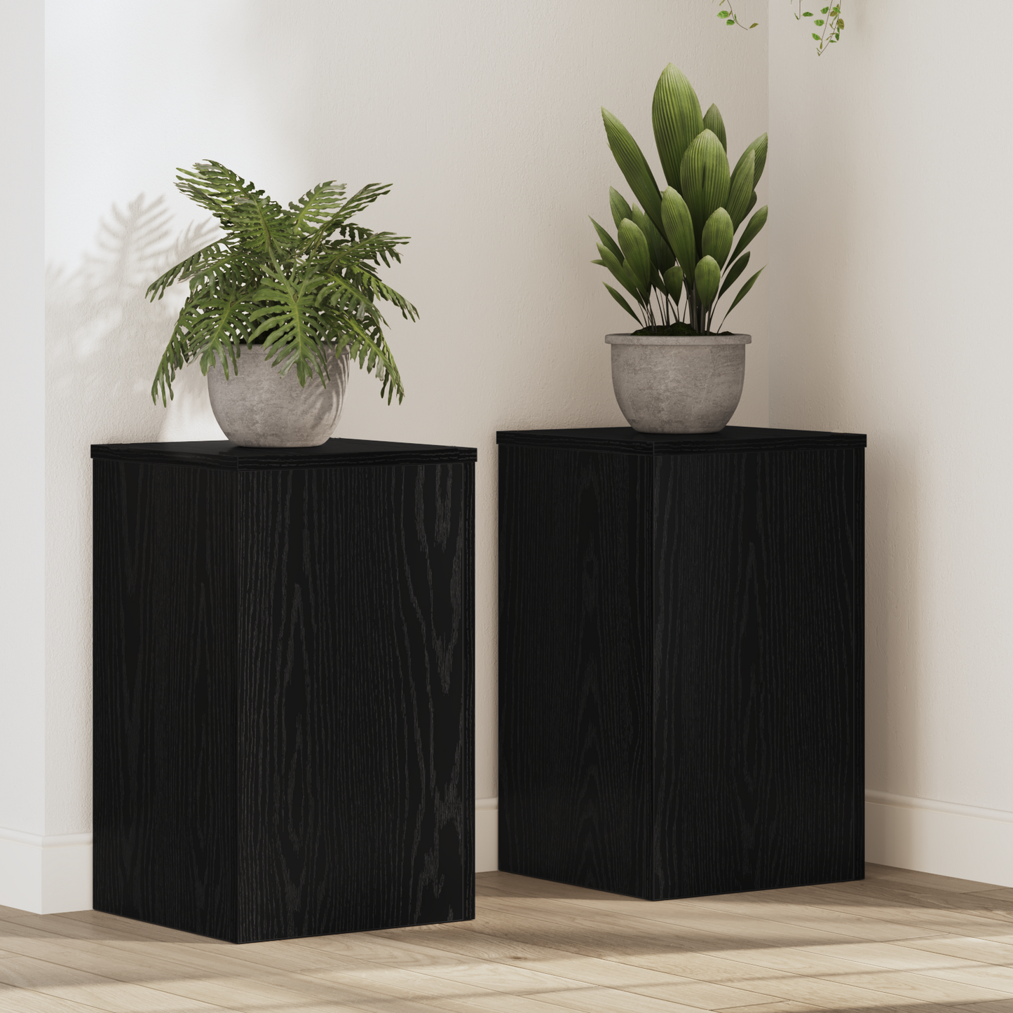 Augalų stovas 2 pcs juoda ąžuolo 30 x 30 x 50 cm