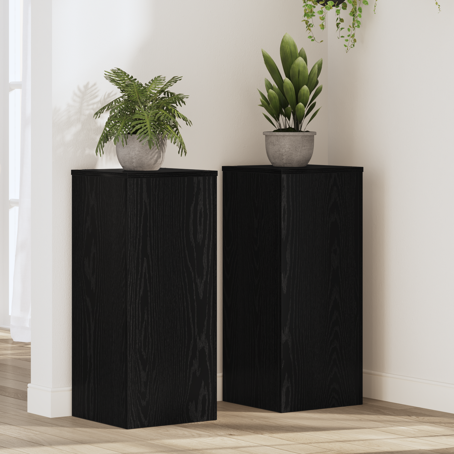 Augalų stovas 2 pcs juoda ąžuolo 30 x 30 x 70 cm