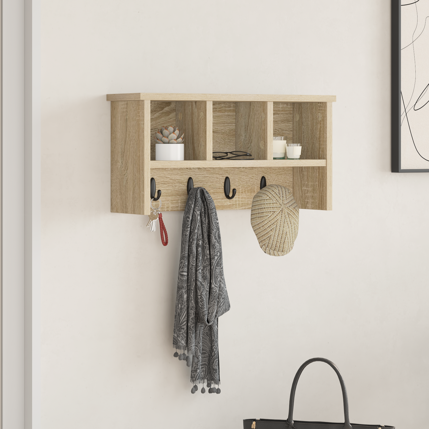 Prikabinamas paltas su lentyna Sonoma ąžuolas 50 x 16 x 26 cm