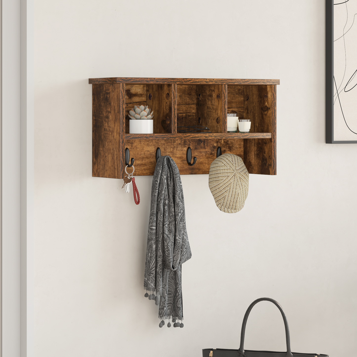 Prikabinamas paltas su lentyna Dūminio ąžuolo 50 x 16 x 26 cm