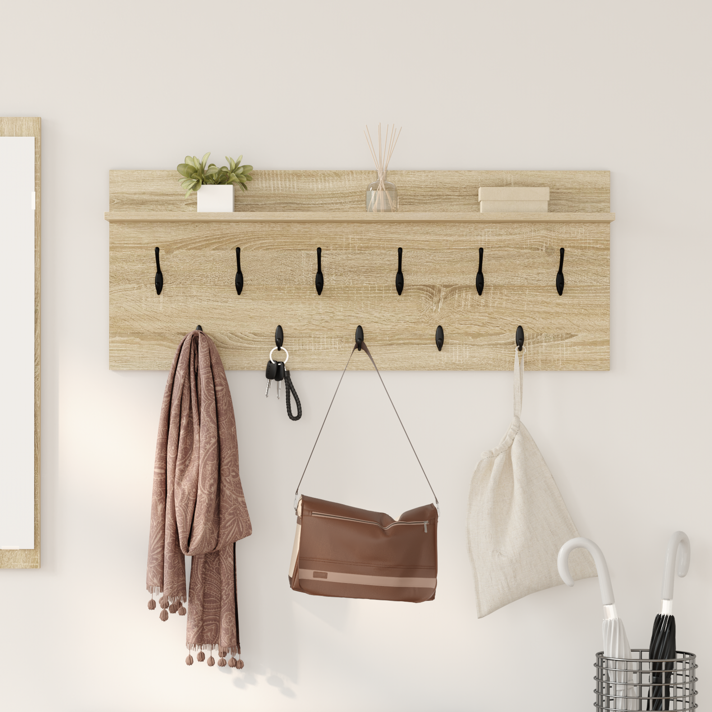 Prikabinamas paltas su lentyna Sonoma ąžuolas 100 x 40 x 12 cm