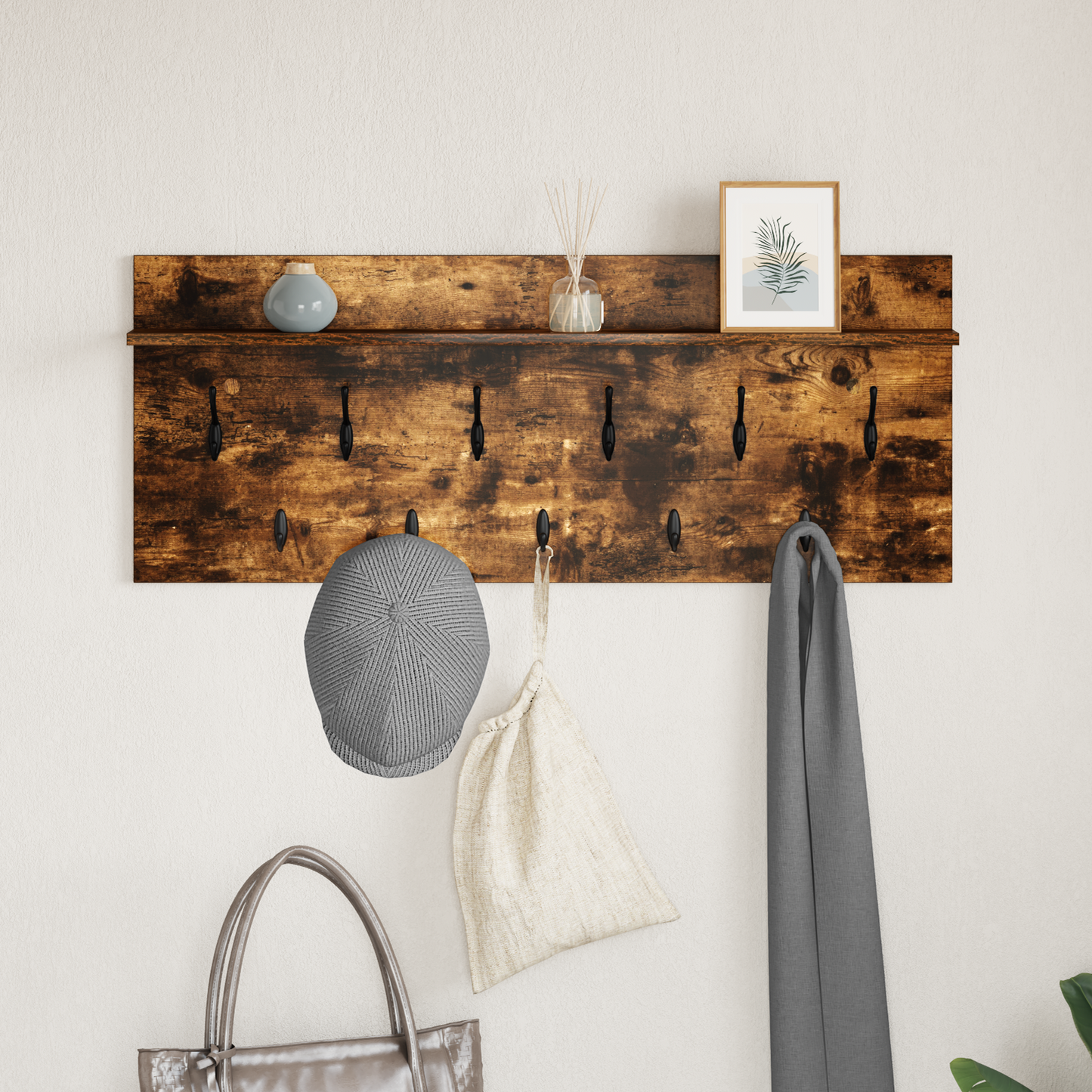 Prikabinamas paltas su lentyna Rūkyta ąžuolas 100 x 40 x 12 cm