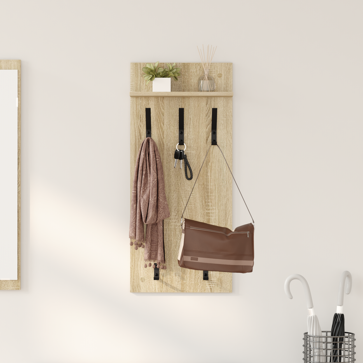 Prikabinamas paltas su lentyna Sonoma ąžuolas 40 x 10 x 90 cm
