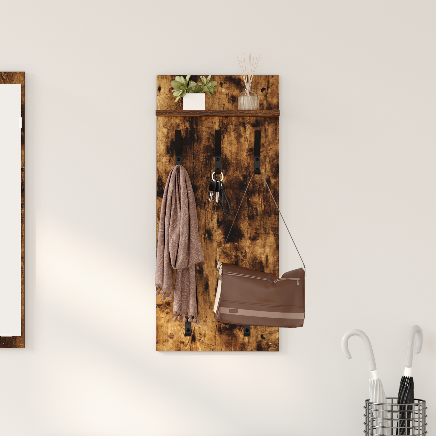 Prikabinamas paltas su lentyna Rūkyta ąžuolas 40 x 10 x 90 cm