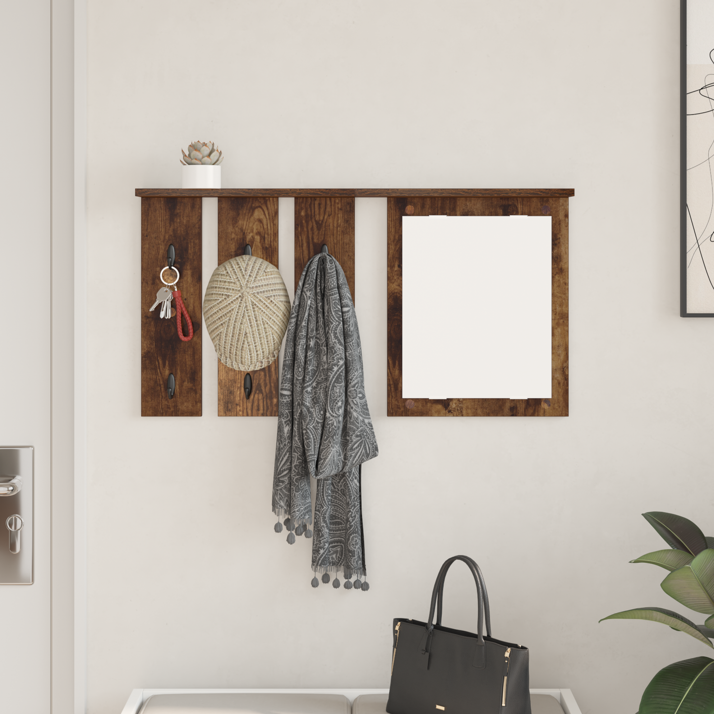 Prikabinamas paltas su lentyna Dūminio ąžuolo 85 x 10 x 45 cm
