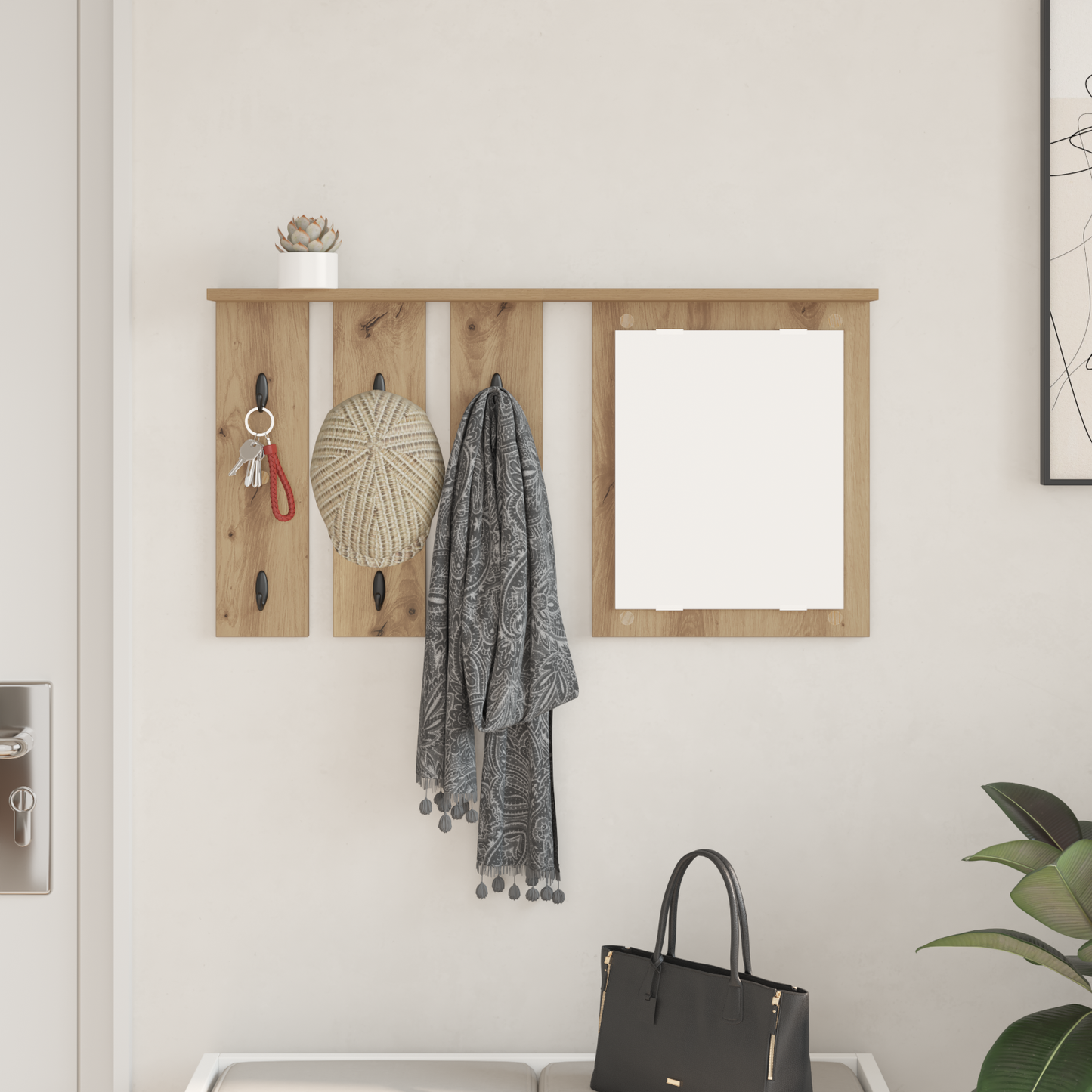 Prikabinamas paltas su lentyna artisano ąžuolo 85 x 10 x 45 cm