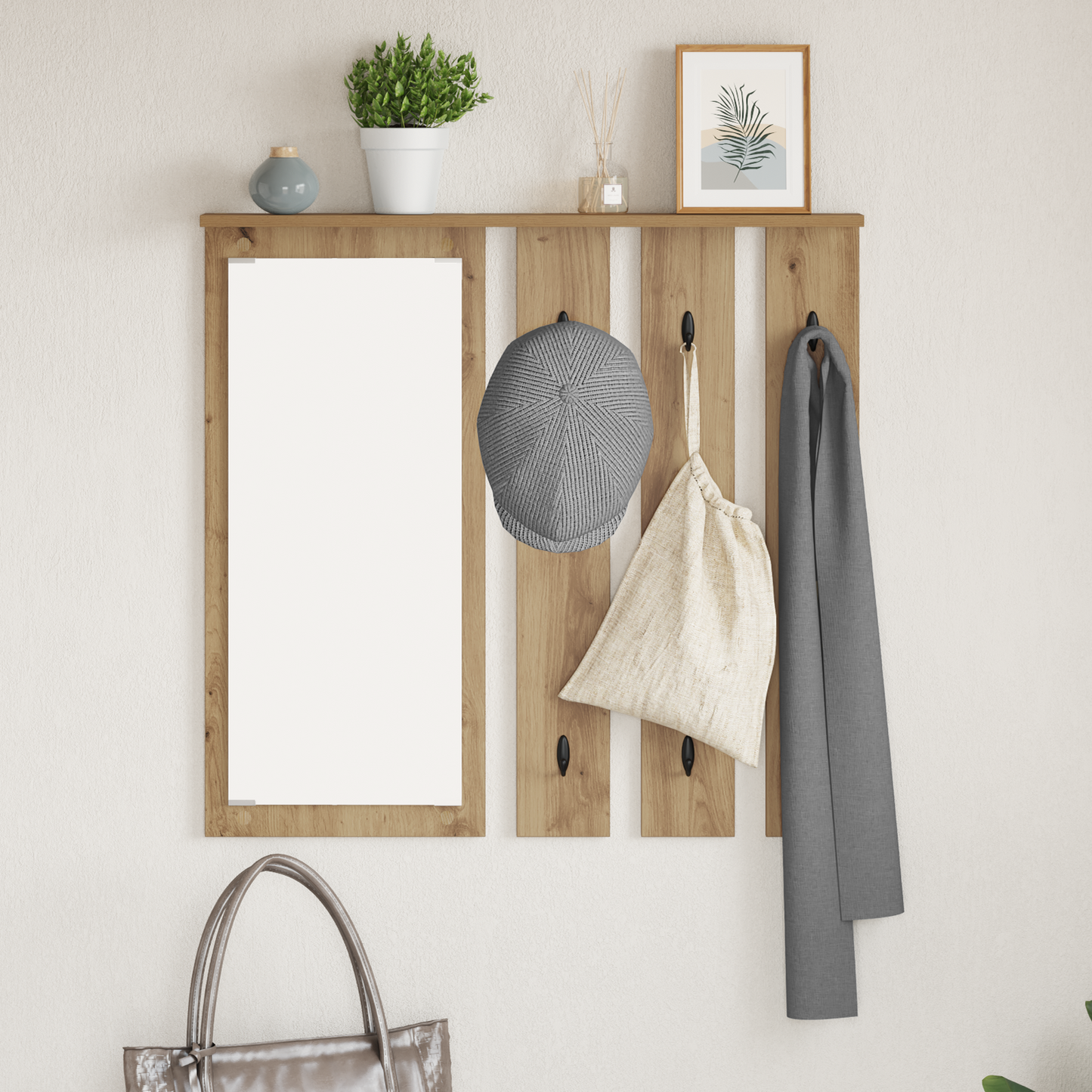 Prikabinamas paltas su lentyna artisano ąžuolo 84 x 10 x 80 cm