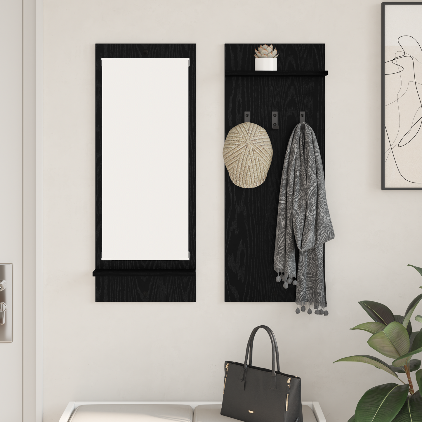 Prikabinamas paltas su lentyna juoda ąžuolo 70 x 10 x 90 cm