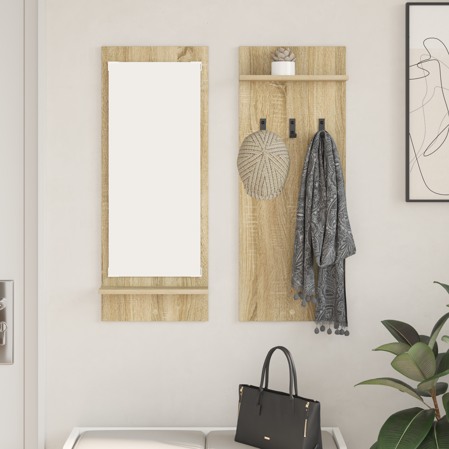 Prikabinamas paltas su lentyna Sonoma ąžuolas 70 x 10 x 90 cm