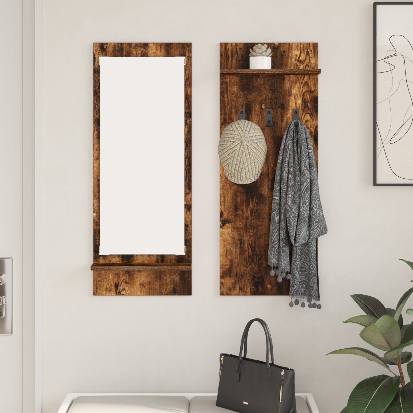 Prikabinamas paltas su lentyna Rūkyta ąžuolas 70 x 10 x 90 cm