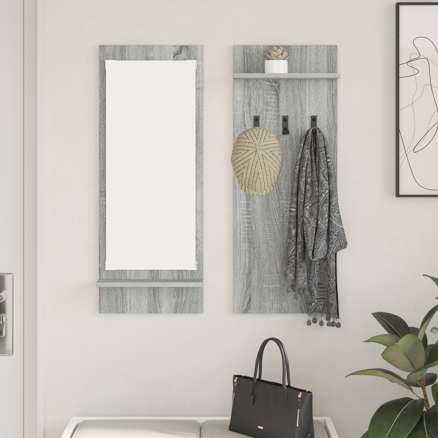 Prikabinamas paltas su lentyna Pilkas Sonoma 70 x 10 x 90 cm