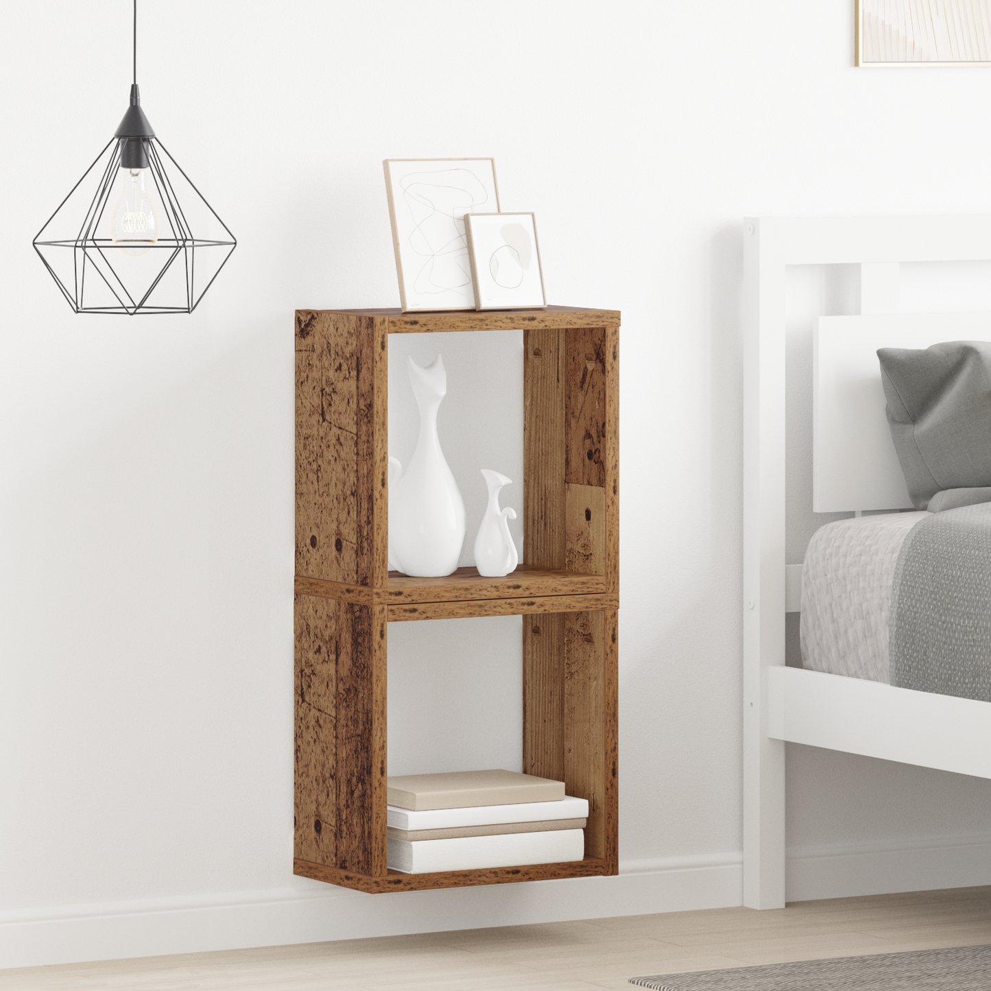 Sieninės lentynos su lentyna 2 pcs Sena mediena 26 x 15 x 26 cm