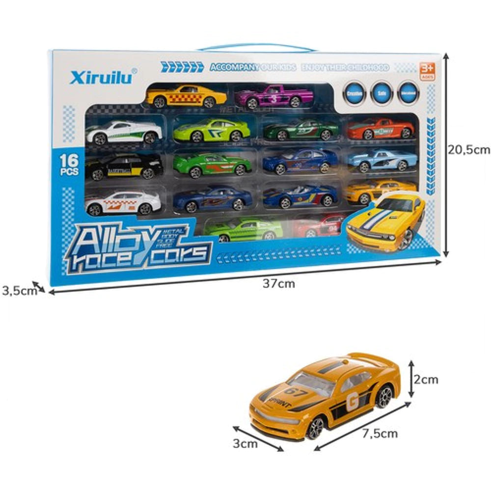 Spalvingų automobilių  rinkinys  1:64 (16 vnt.)