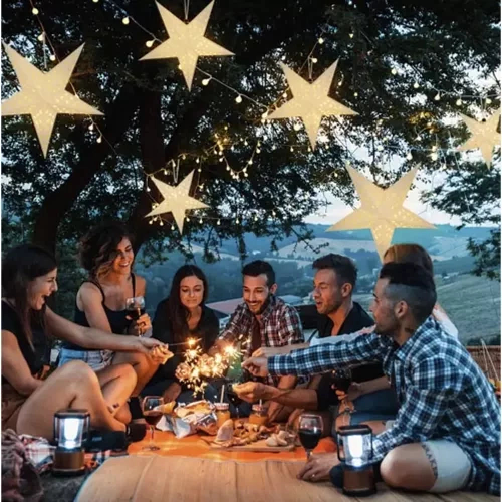 3D LED Kalėdinė popierinė žvaigždė – 60 cm