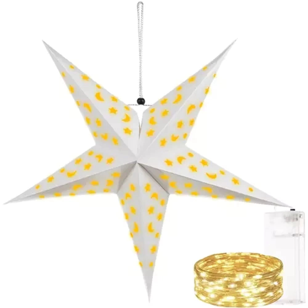 3D LED Kalėdinė popierinė žvaigždė – 60 cm