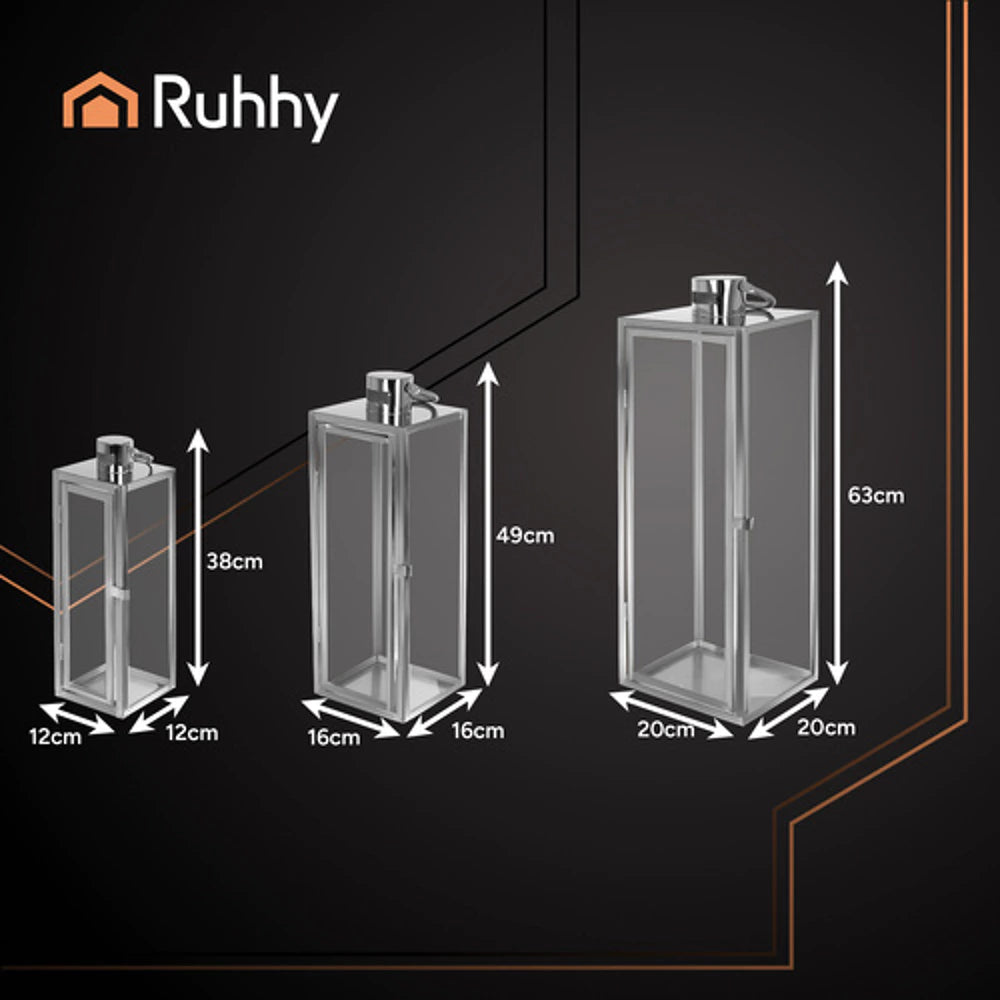 Sidabriniai žibintai  – elegancija ir jaukumas bet kuriai erdvei  3 vnt. (63/49/38 cm)