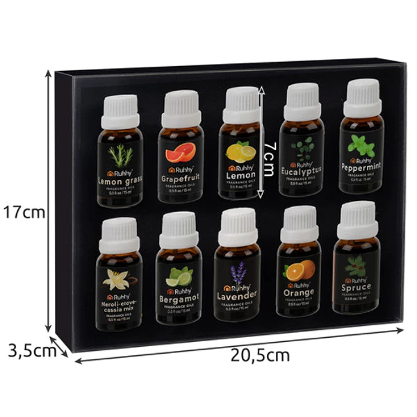 Kvapiųjų aliejų rinkinys (10 vnt. x 15 ml)