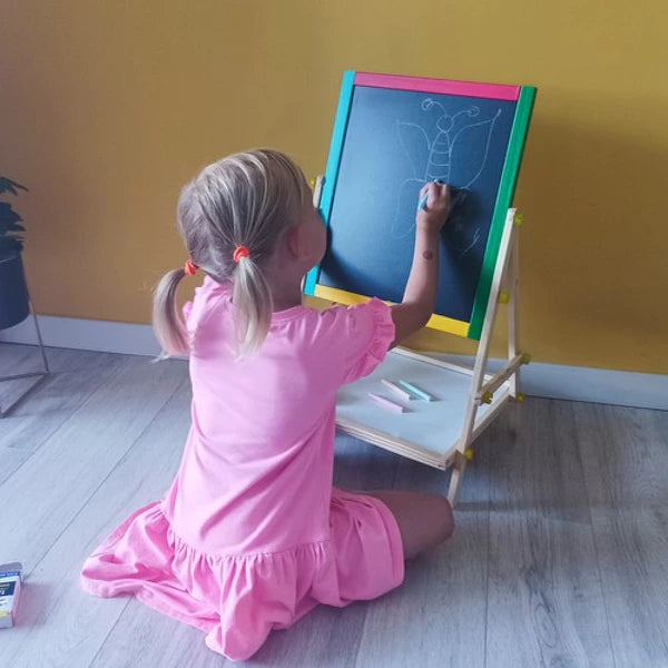 Medinė dvipusė besisukanti magnetinė lenta vaikams