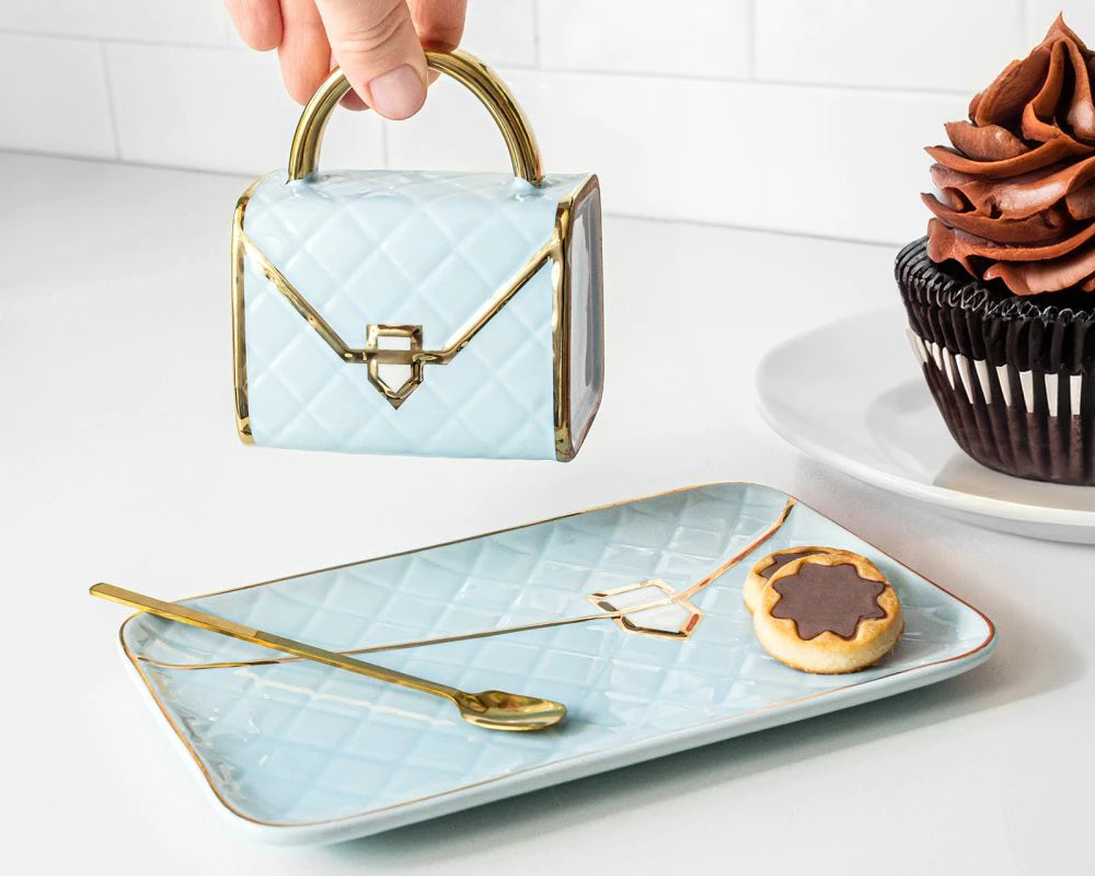 Dovanų rinkinys moterims RANKINĖ (Puodelis su stovu ir šaukšteliu, mėtinė)