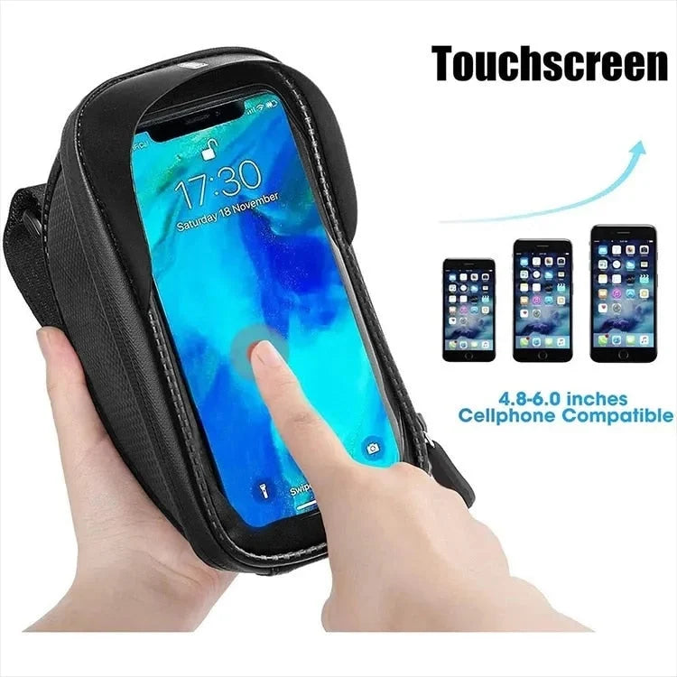 Dviračio telefono laikiklis su dėklu (Juoda)