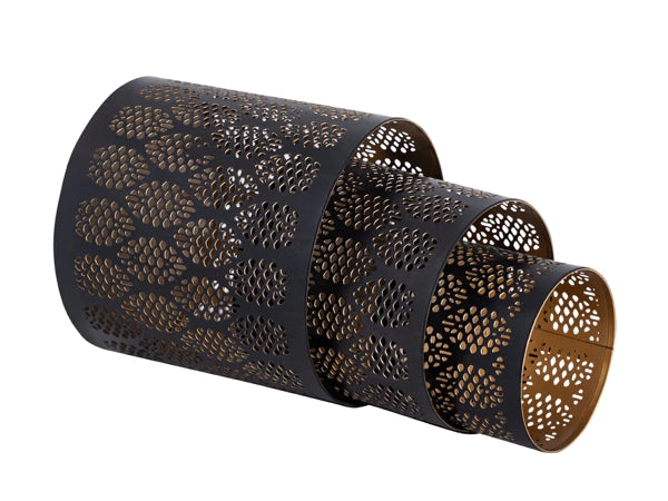 Žvakidžių rinkinys ORIENT (3 rytietiški žibintai, juoda–auksinė)