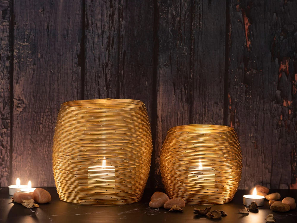 Žibintų rinkinys PARYŽIUS (2 arbatinės žvakidės, auksinės spalvos)